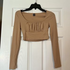 New long sleeve khaki cropped top